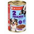 2 Friends – hrană umedă pentru câini cu vită, bucăți în sos, conservă 1240 g