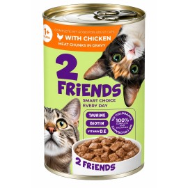 2 Friends with Chicken, cu pui pentru pisici, 415 g