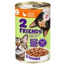 2 Friends – hrană umedă pentru pisici cu rață, bucăți în sos, conservă 415 g