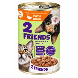 2 Friends with Duck, cu rață pentru pisici, 415 g