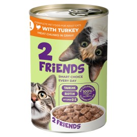 2 Friends with Turkey, cu curcan pentru pisici, 400 g