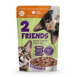 2 Friends with Turkey, cu curcan pentru pisici, 85 g