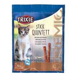 Trixie Stick Quintett, recompense cu miel și curcan pentru pisici, 5x5 g