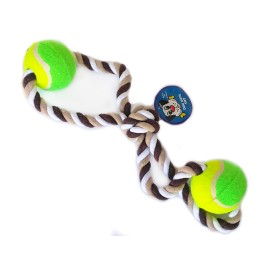 Jucărie din frânghie cu 2 mingi D-6 cm, L-40 cm, 260 g