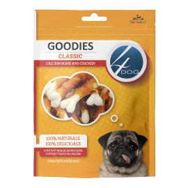 4DOG Goodies Classic Calcium Bones and Chicken, recompense pentru câini, 100 g