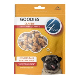 4DOG Goodies Classic Chicken Poppers Dumbbells, recompense pentru câini, 100 g