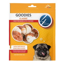 4DOG Goodies Classic Knotted Bone With Chicken, recompense pentru câini, 120 g