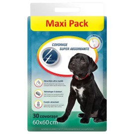 4DOG Maxi Pack covorașe absorbante pentru câini, 60x60 cm (30 bucăți)