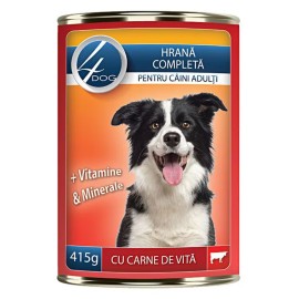 4DOG conserve cu carne de vită pentru câini, 415 g