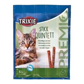 Trixie Stick Quintett, recompense cu pui și ficat pentru pisici, 5x5 g