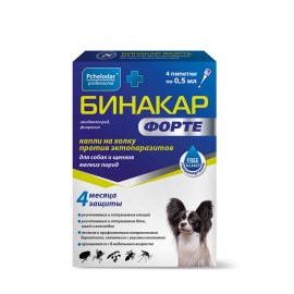 Binacar Forte (0,5 ml) picături pentru câini de rasă mică și căței (1 fiolă)