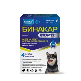 Binacar Forte (1 ml) picături pentru câini de rasă medie (1 fiolă)