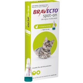 Bravecto Spot-on, picături pentru pisici 1,2-2,8 kg (0,4 ml)
