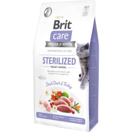 Brit Care Sterilized Weight Control, cu rață și curcan pentru pisici, 1 kg (la cântar)