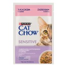 Cat Chow Sensitive, cu somon și zucchini pentru pisici, 85 g