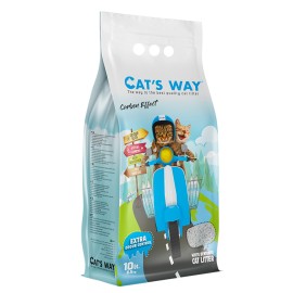 Cat's Way Carbon Effect, așternut igienic pentru pisici (bentonită), 10 L (granule mari)