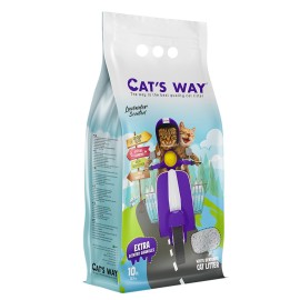 Cat's Way Lavender, așternut igienic pentru pisici (bentonită), 10 L (granule mari)