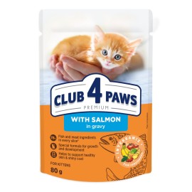 Club 4 Paws for Kittens With Salmon, cu somon în sos pentru motănei, 80 g