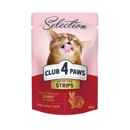 Club 4 Paws Selection Strips with Rabbit, cu iepure în sos pentru pisici, 85 g (12 bucăți)