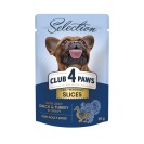 Club 4 Paws Selection Slices with Duck & Turkey, cu rață și curcan în sos pentru câini, 85 g (12 bucăți)