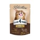 Club 4 Paws Selection Slices with Veal, cu vițel în jeleu de legume pentru pisici, 80 g (12 bucăți)