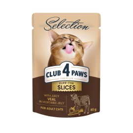 Club 4 Paws Selection Slices with Veal, cu vițel în jeleu de legume pentru pisici, 80 g