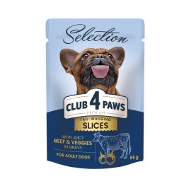 Club 4 Paws Selection Slices with Beef & Veggies, cu vită și legume în sos pentru câini, 85 g
