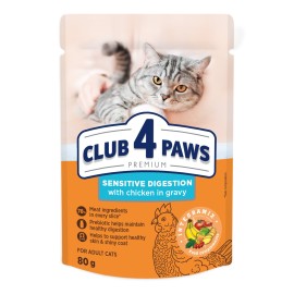 Club 4 Paws Sensitive Digestion, cu pui în sos pentru pisici, 80 g