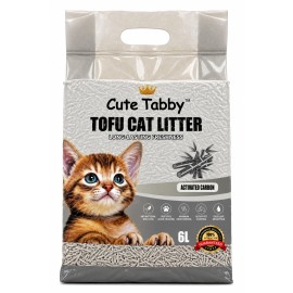 Cute Tabby Activated Carbon (Tofu), așternut igienic pentru pisici, 6 L