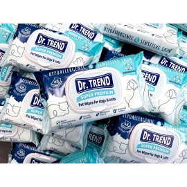 Dr. Trend Pet Wipes Super Premium, șervețele umede biodegradabile pentru câini și pisici, 48 bucăți 