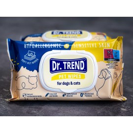 Dr. Trend Pet Wipes, șervețele umede pentru câini și pisici, 40 bucăți 