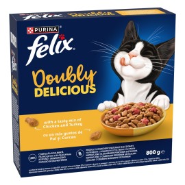 Felix Doubly Delicious, cu pui și curcan pentru pisici, 800 g