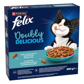Felix Doubly Delicious, cu somon și pește oceanic pentru pisici, 800 g