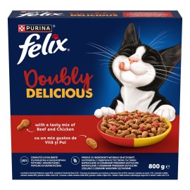 Felix Doubly Delicious, cu vită și pui pentru pisici, 800 g