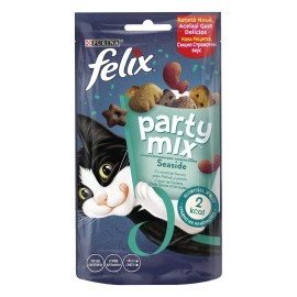 Felix Party Mix Ocean Mix, cu somon, pește pollock și păstrăv pentru pisici, 60 g