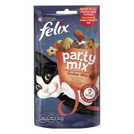 Felix Party Mix Mixed Grill, cu vită, pui și somon pentru pisici, 60 g