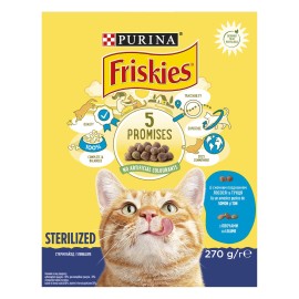 Friskies Sterilized, cu somon și legume pentru pisici, 270 g