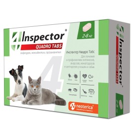 Inspector Quadro Tabs pentru câini și pisici 2-8 kg (1 comprimat)