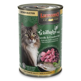 Leonardo Truthahn mit Forelle&Cranberries, cu curcan, păstrăv și merișoare pentru pisici, 400 g