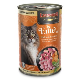Leonardo Ente mit Huhn&Karotten, cu rață, pui și morcovi pentru pisici, 400 g