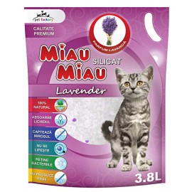 Miau Miau Silicat Lavender, așternut igienic pentru pisici, 3,8 L