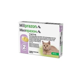 Milprazon 4 mg/10 mg, tabletă pentru pisici și motănei 