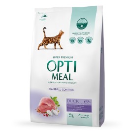 Optimeal Hairball Control, cu rață pentru pisici, 4 kg