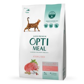 Optimeal Sterilised, cu vită și sorg pentru pisici, 4 kg