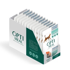 Optimeal Sterilised with Salmon&Wild Blueberries, cu somon și afine pentru pisici, 85 g (12 bucăți)