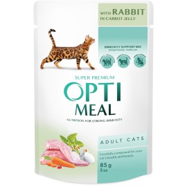 Optimeal with Rabbit in Carrot Jelly, cu iepure în jeleu de morcovi pentru pisici, 85 g