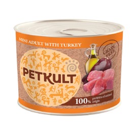 Petkult Mini Adult with Turkey, cu curcan pentru câini, 185 g