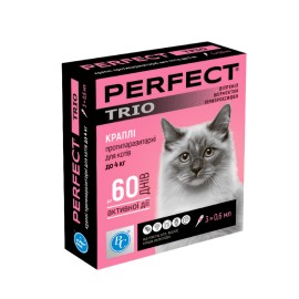 PerFect Trio, picături antiparazitare pentru pisici până la 4 kg (1 fiolă), 0,6 ml