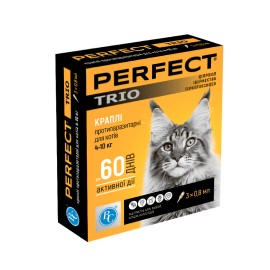 PerFect Trio, picături antiparazitare pentru pisici 4-10 kg (1 fiolă), 0,8 ml