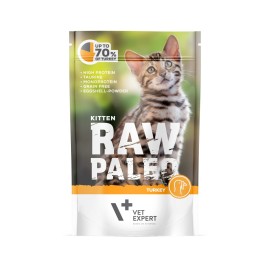 Raw Paleo Kitten Turkey, cu curcan pentru motănei, 100 g